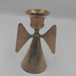 Solid Brass Hand made candlestick candle stick holder angel Christmas